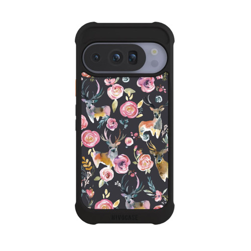 Google Pixel 10 Pro NIVOmax Hirsche und Blumen Anthrazit