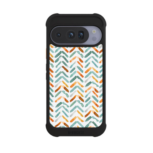 Google Pixel 10 Pro NIVOmax Elegantes Herbstchevron Blau Orange
