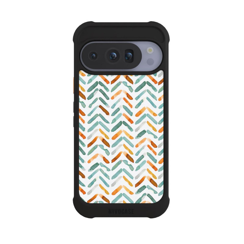 Pixel 10 Pro NIVOmax Elegantes Herbstchevron Blau Orange