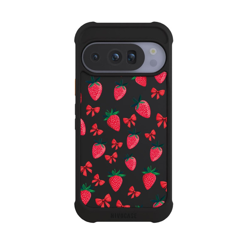 Pixel 10 Pro NIVOmax Strawberry Heart Ribbon Pattern Transparent
