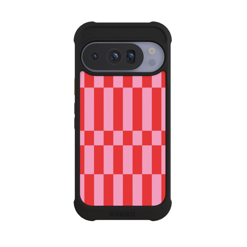 Pixel 10 Pro NIVOmax Checked Abstract Bold Coral Red and Pink Color Block