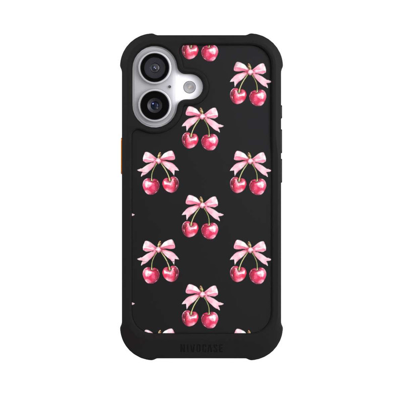 iPhone 17 NIVOmax Motif Nœud Cerise transparent avec IA