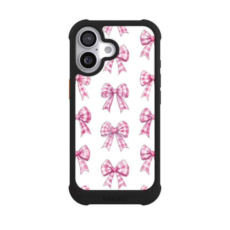 iPhone 17 NIVOmax Pink Gingham Hearts and Bows