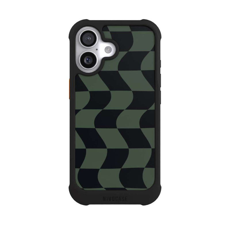iPhone 17 NIVOmax Checked Pattern Green Black