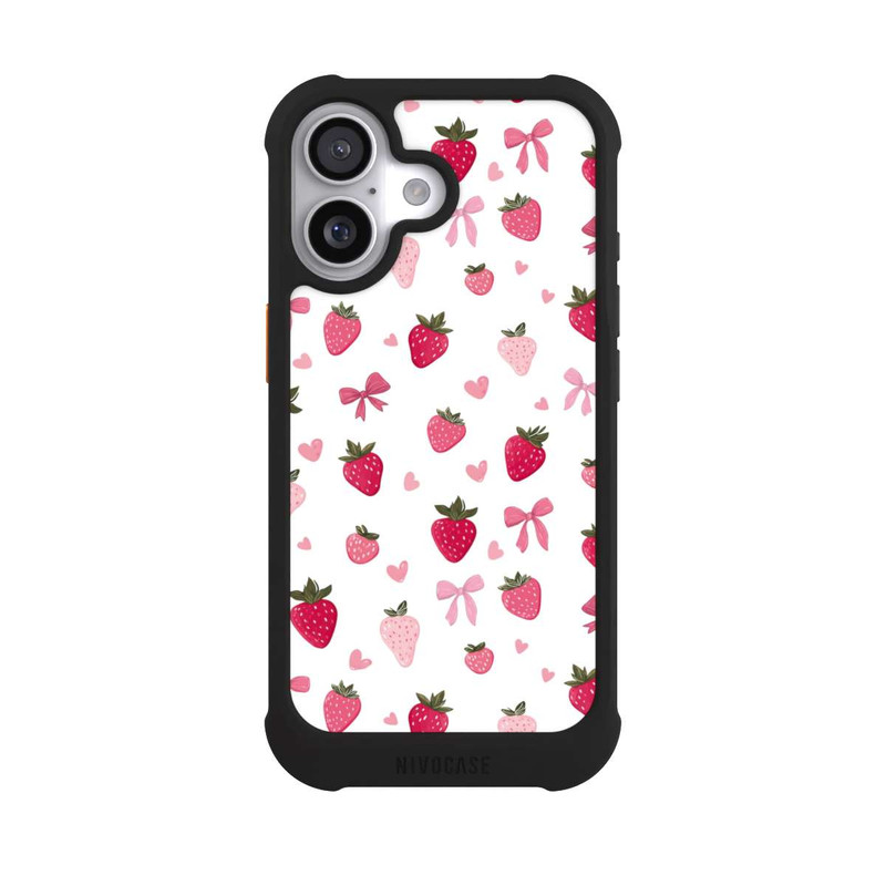 iPhone 17 NIVOmax Erdbeer Herz Schleifen Muster Pink