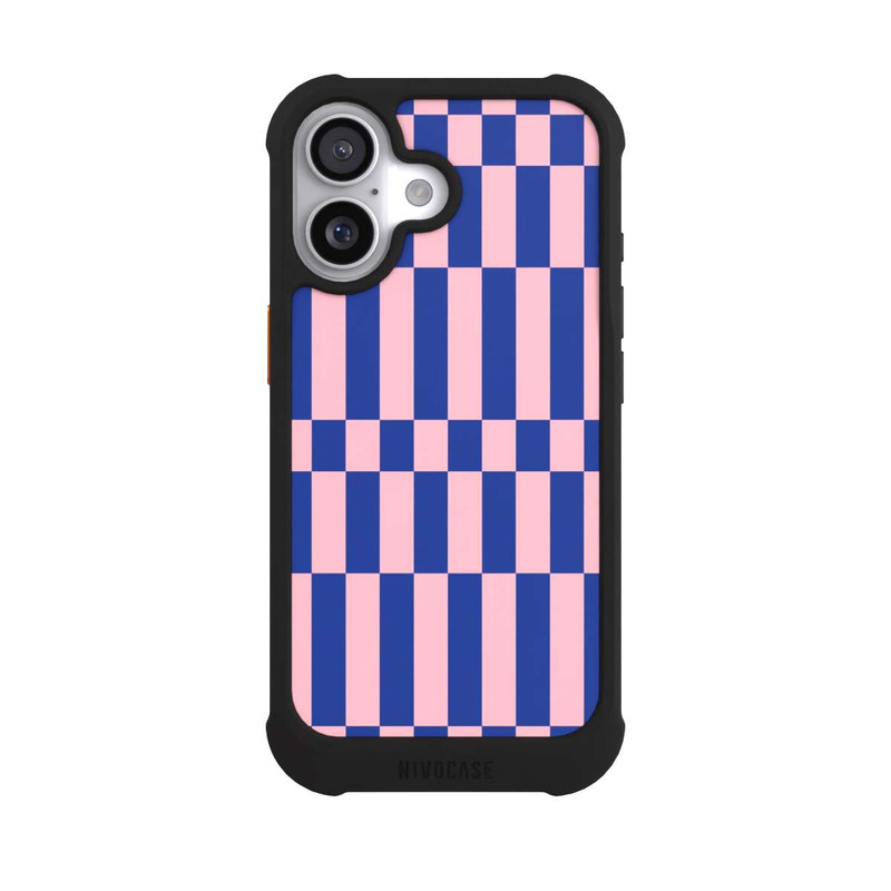 iPhone 17 NIVOmax Checked Abstract Bold Electric Blue and Pink Color Block