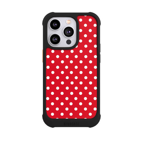 Apple iPhone 14 Pro NIVOmax Polka Dots Dunkelrot und Weiß