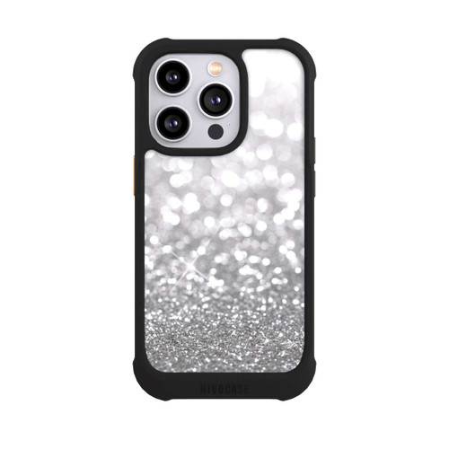 Apple iPhone 14 Pro NIVOmax Pluie de Paillettes Argentées Look
