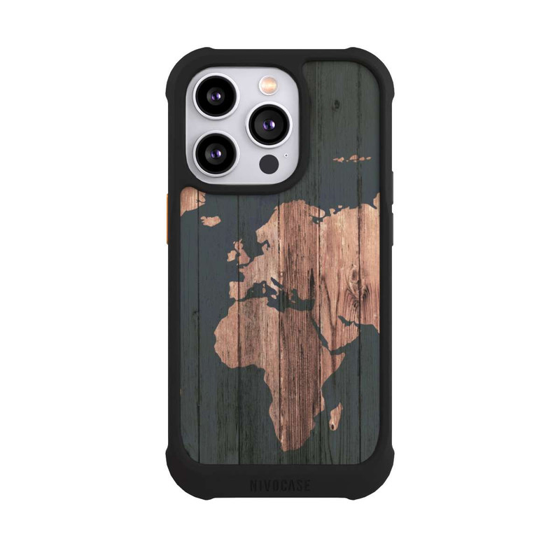 iPhone 14 Pro NIVOmax Wooden World Map