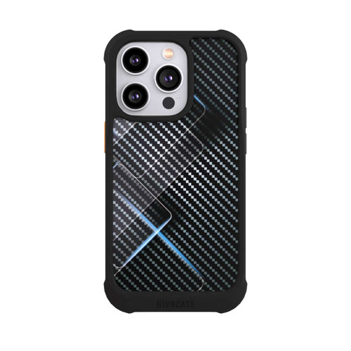 Apple iPhone 14 Pro NIVOmax Blaue Linien auf Karbon
