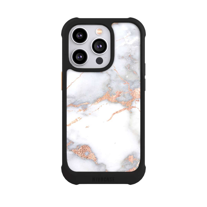iPhone 14 Pro NIVOmax Weißer und goldener Marmorlook