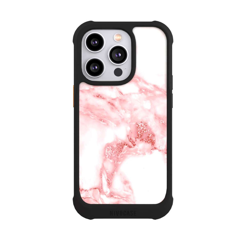 iPhone 14 Pro NIVOmax Pink and White Marble