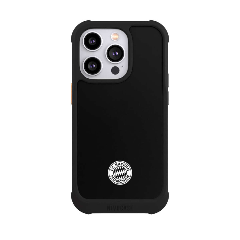 iPhone 14 Pro NIVOmax Klassisches FCB Logo Klein - Weiß auf Schwarz