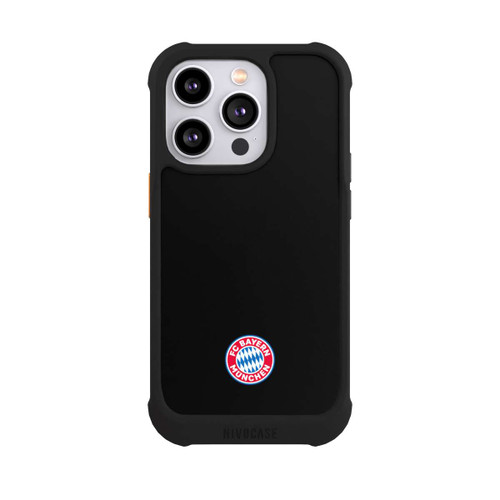 Apple iPhone 14 Pro NIVOmax Klassisches FCB Logo Klein - Bunt auf Schwarz