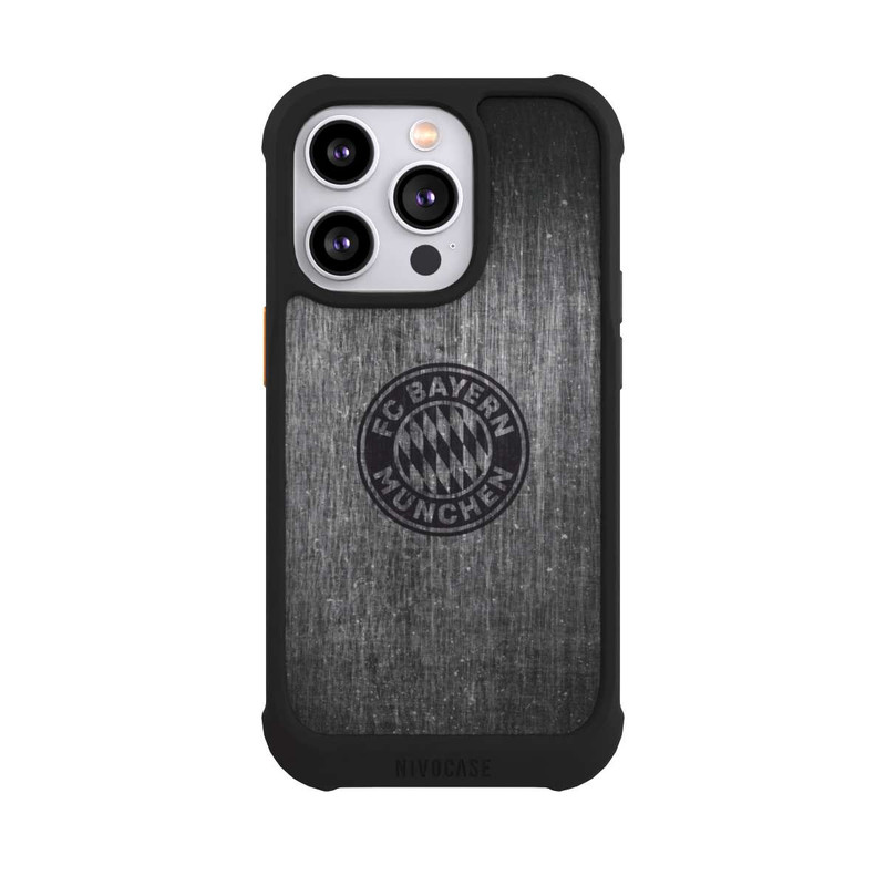 iPhone 14 Pro NIVOmax Metalllook FCB Logo einfarbig