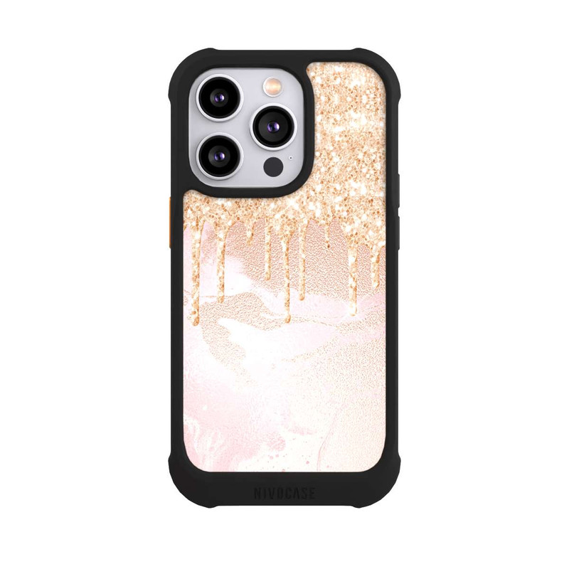 iPhone 14 Pro NIVOmax  Roségoldener Glitzer Tropfen Look