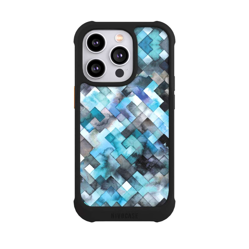 iPhone 14 Pro NIVOmax stimmungsvolles geometrisches Muster blau