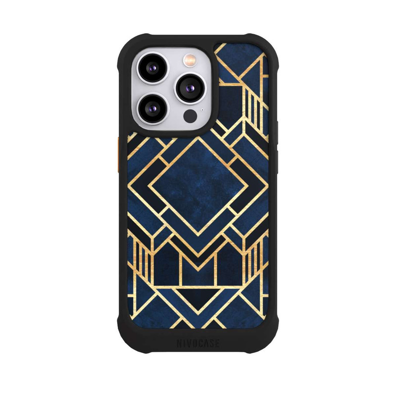 iPhone 14 Pro NIVOmax Kunst Deko Blau Golddruck