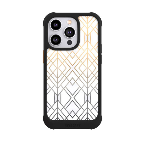 Apple iPhone 14 Pro NIVOmax Gold und Grauer Geo Golddruck