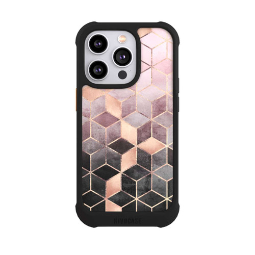 Apple iPhone 14 Pro NIVOmax Pink-grauer Farbverlauf Würfel Druck