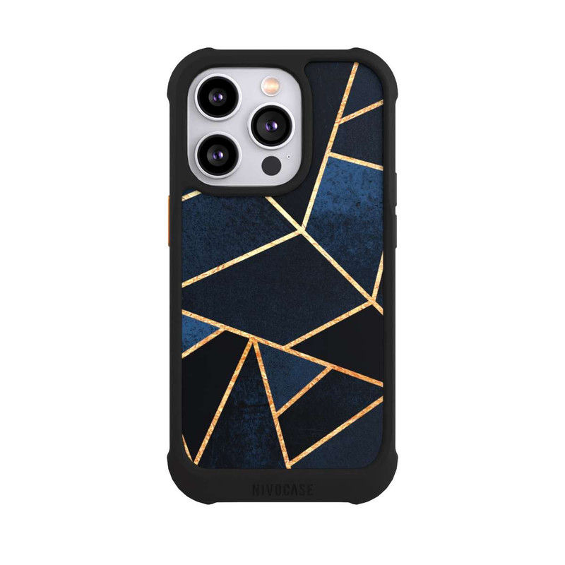 iPhone 14 Pro NIVOmax Navy Stein Golddruck