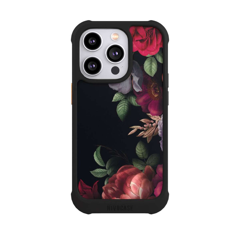 iPhone 14 Pro NIVOmax Blumen Auf Schwarz