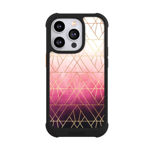 Apple iPhone 14 Pro NIVOmax Pink Ombre Dreiecke Golddruck