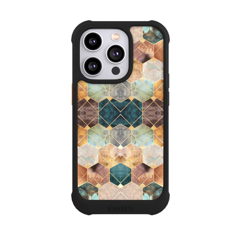iPhone 14 Pro NIVOmax Naturfarbene Sechsecke und Diamanten