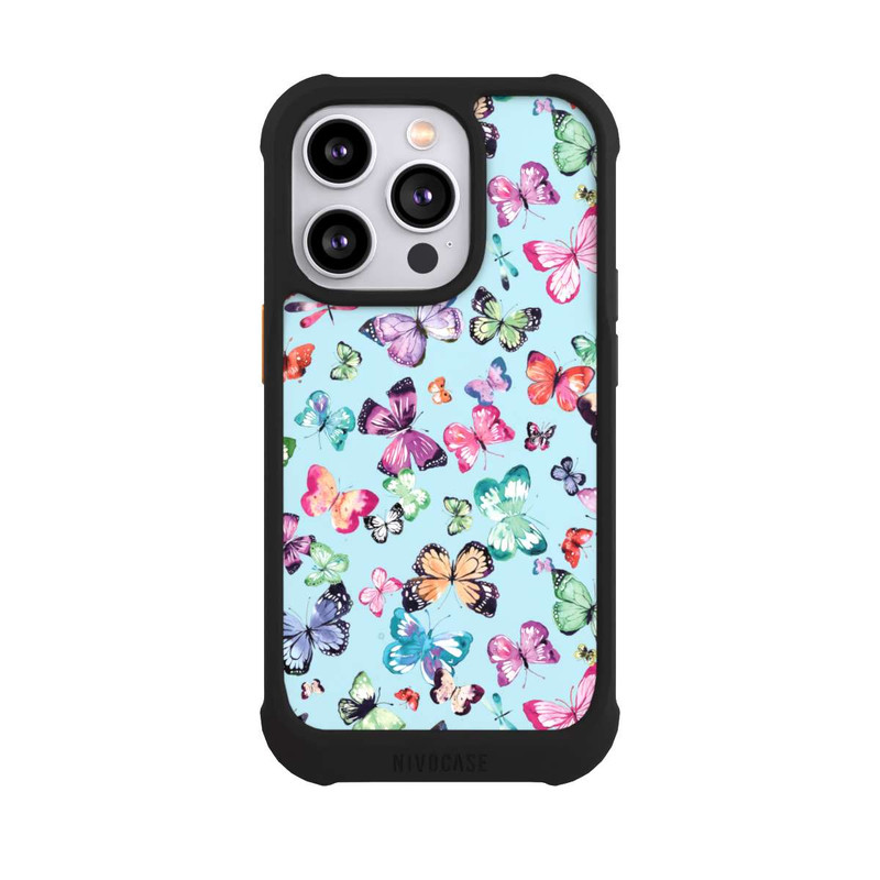 iPhone 14 Pro NIVOmax Schmetterlinge rosa orange blau