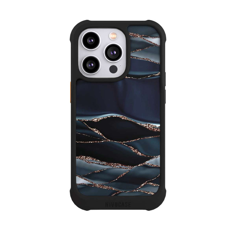 iPhone 14 Pro NIVOmax Dunkelgraue Streifen goldener Look