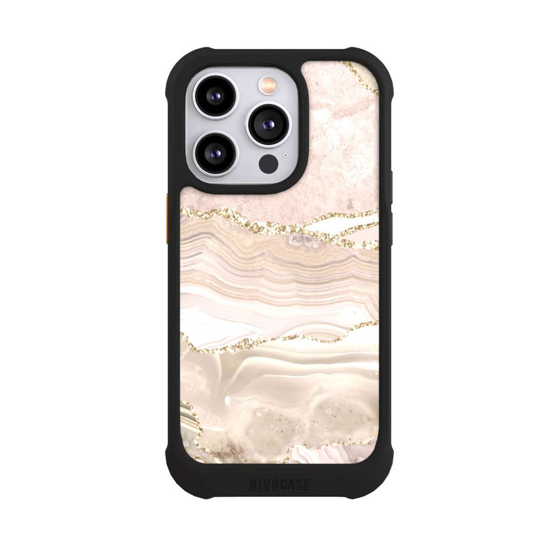 iPhone 14 Pro NIVOmax Marmor rosa-goldene Streifen