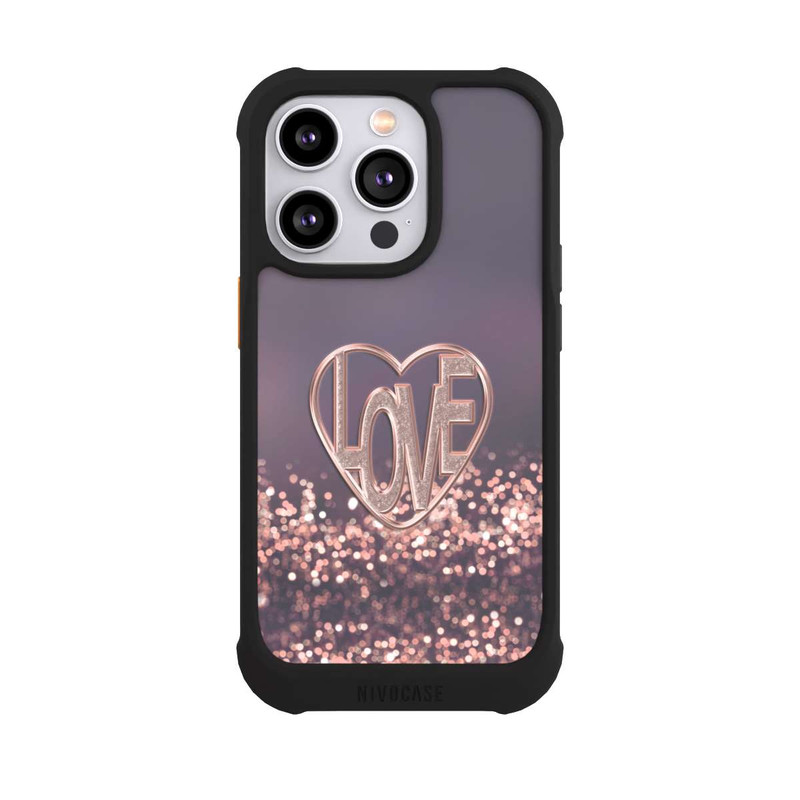 iPhone 14 Pro NIVOmax LOVE Glitzerrosa