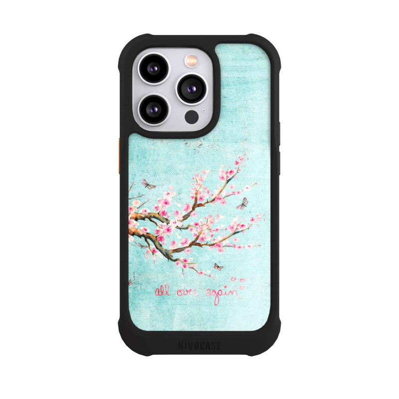 iPhone 14 Pro NIVOmax Kirschblütenbaummuster Blau