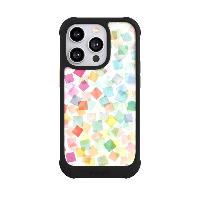 iPhone 14 Pro NIVOmax Konfetti geometrische Plaids Regenbogen