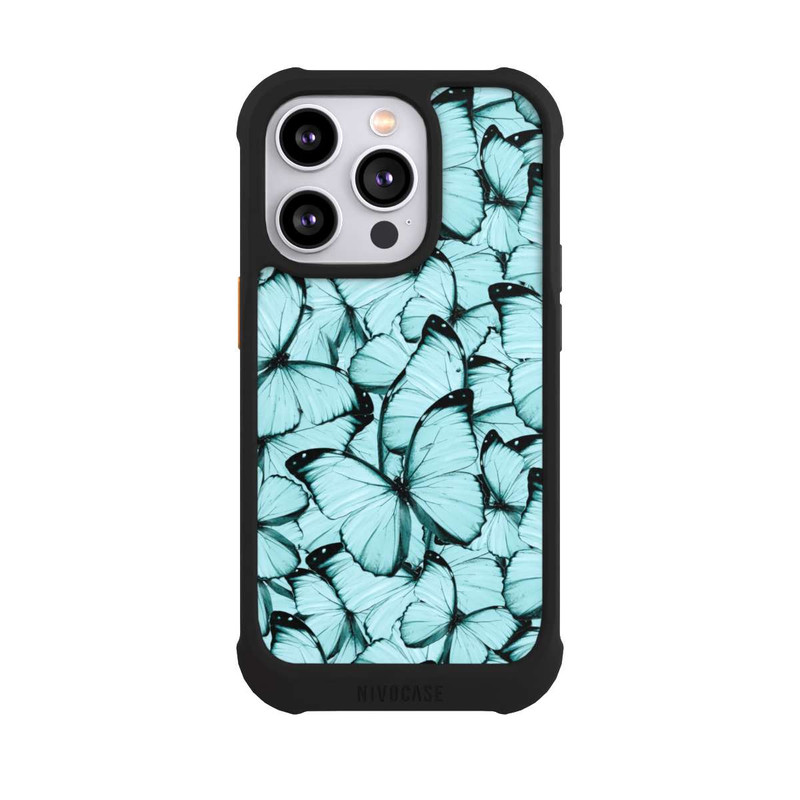 iPhone 14 Pro NIVOmax Teal Schmetterlinge
