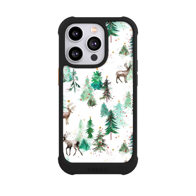 iPhone 14 Pro NIVOmax Hirsche und Winterweihnachtsbäume