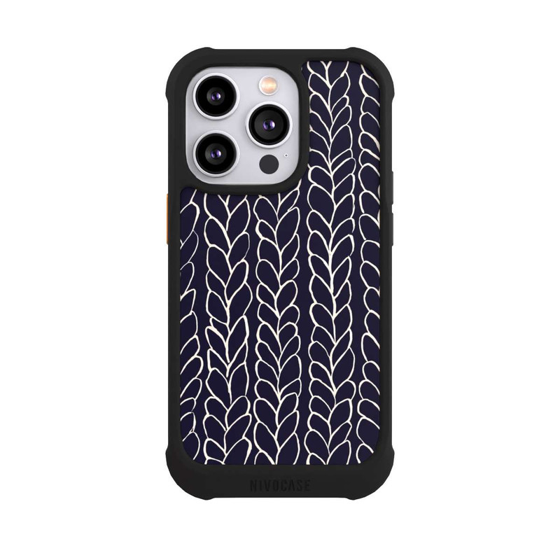 iPhone 14 Pro NIVOmax gezeichnete Wollzöpfe Marine