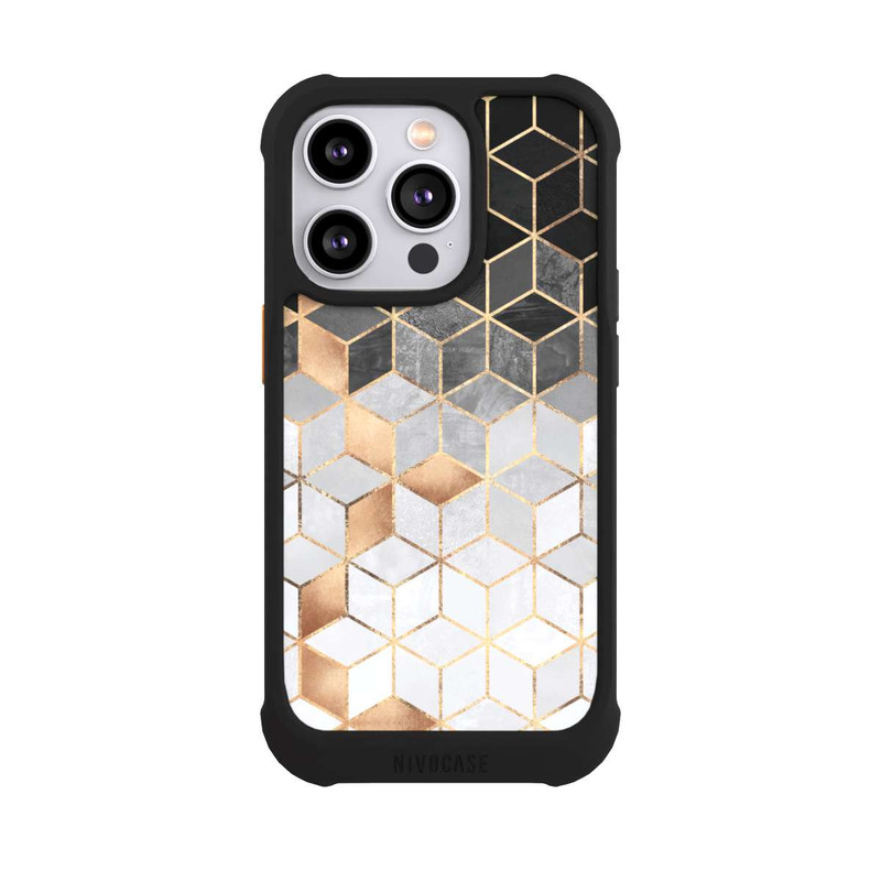 iPhone 14 Pro NIVOmax Würfel dunkel und gold