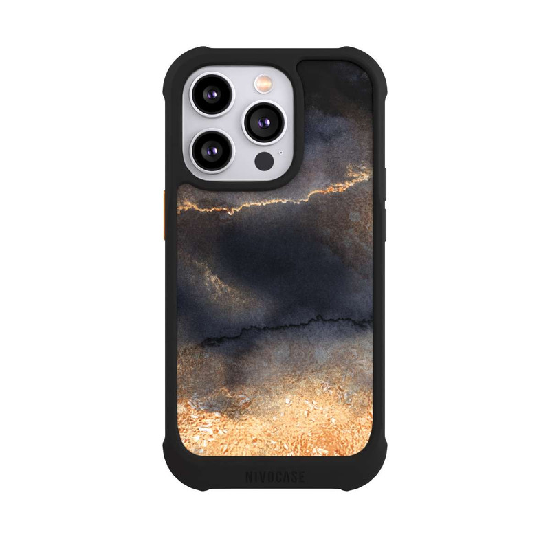 iPhone 14 Pro NIVOmax Schwarzer Marmor Goldstaub Look