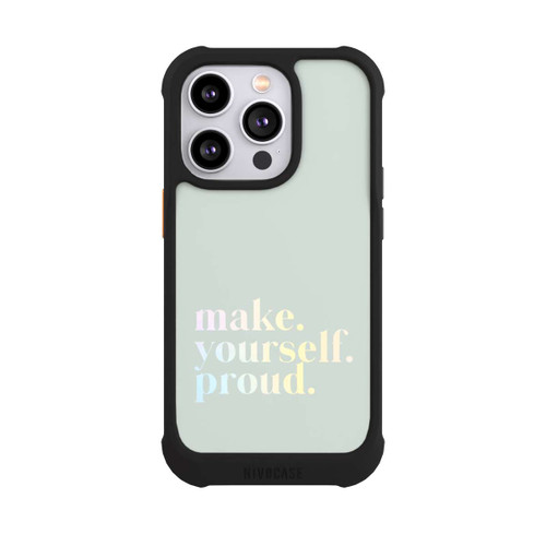 Apple iPhone 14 Pro NIVOmax Make Yourself Proud Zitat-Minze und Farbverlauf