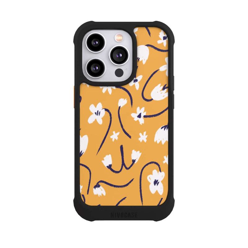 iPhone 14 Pro NIVOmax Pattern Petites Fleurs Jaunes