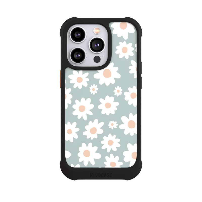iPhone 14 Pro NIVOmax Daisy Flower Seamless Pattern Green