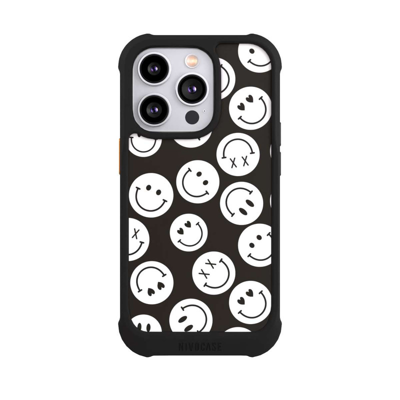 iPhone 14 Pro NIVOmax Smiles Emotes Pattern Black And White