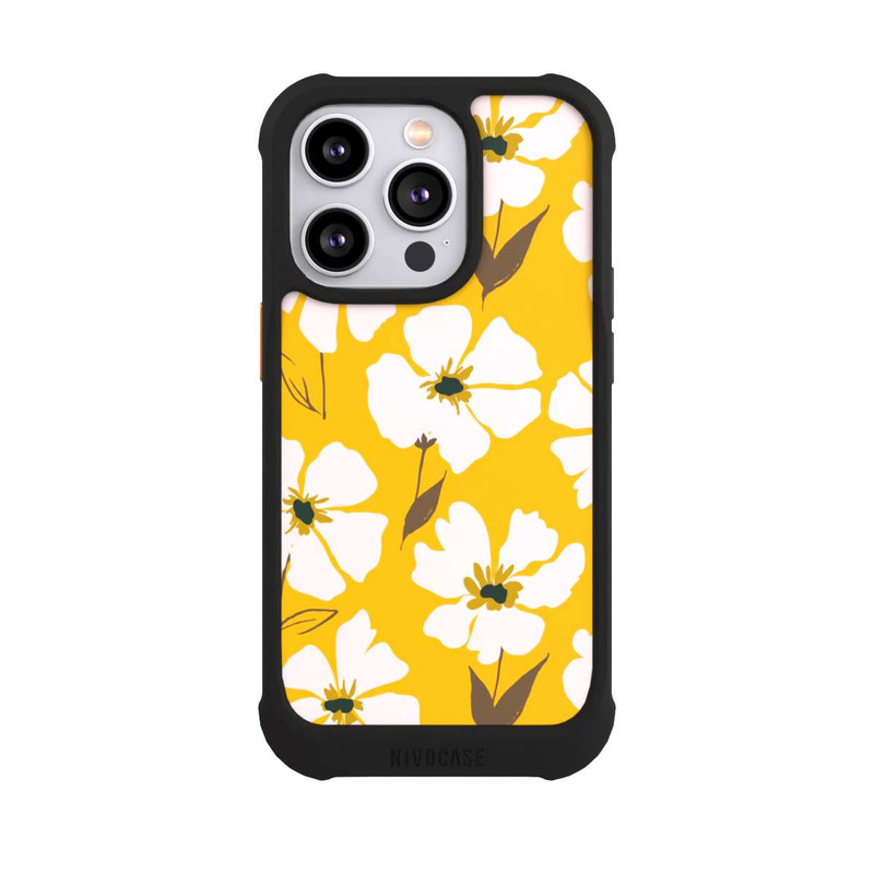 iPhone 14 Pro NIVOmax Blumenwiese auf Gelb Ocker