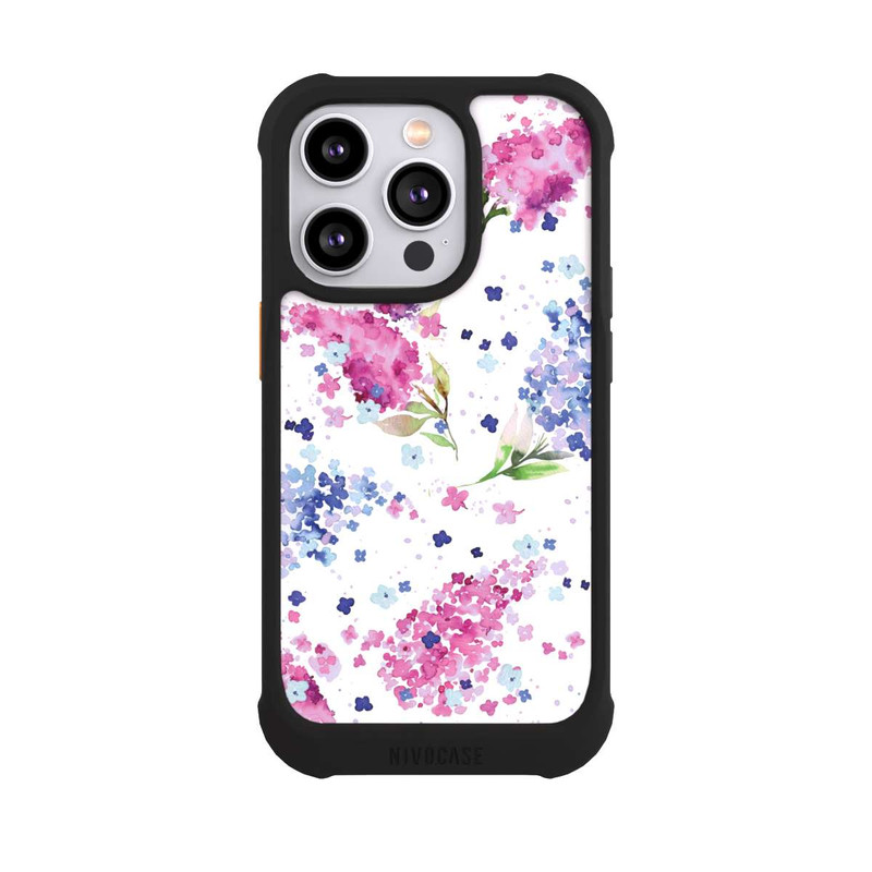 iPhone 14 Pro NIVOmax Hortensien Lila und Rosa Blumen