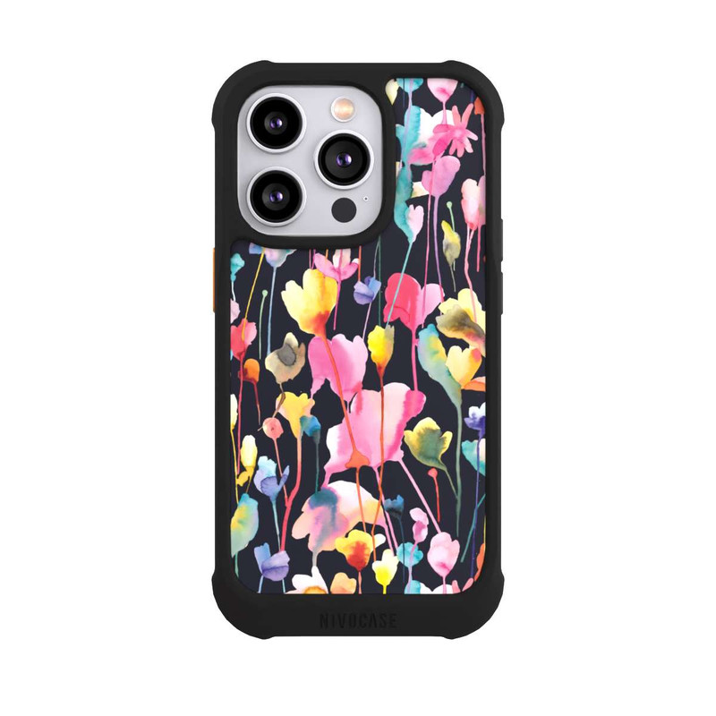 iPhone 14 Pro NIVOmax Wildblumen schwarz