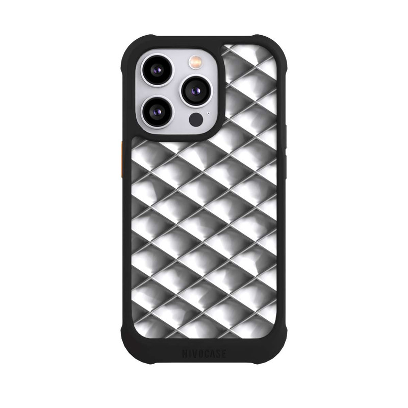 iPhone 14 Pro NIVOmax Glamour Silver Squares