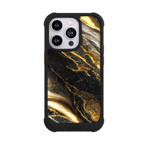 Apple iPhone 14 Pro NIVOmax Schwarze Marmor Goldschichten