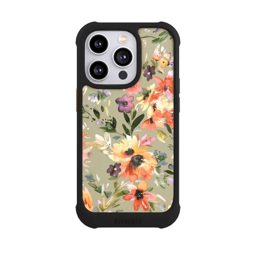 Apple iPhone 14 Pro NIVOmax Painterly Tropical Flowers Sage Green