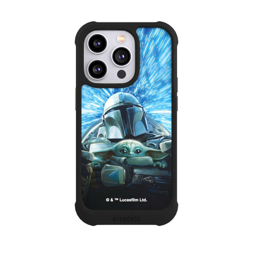 Apple iPhone 14 Pro NIVOmax Grogu und Mando fliegen blau